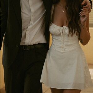 House of CB Carlotta corset bodice cotton blend cocktail white dress size medium